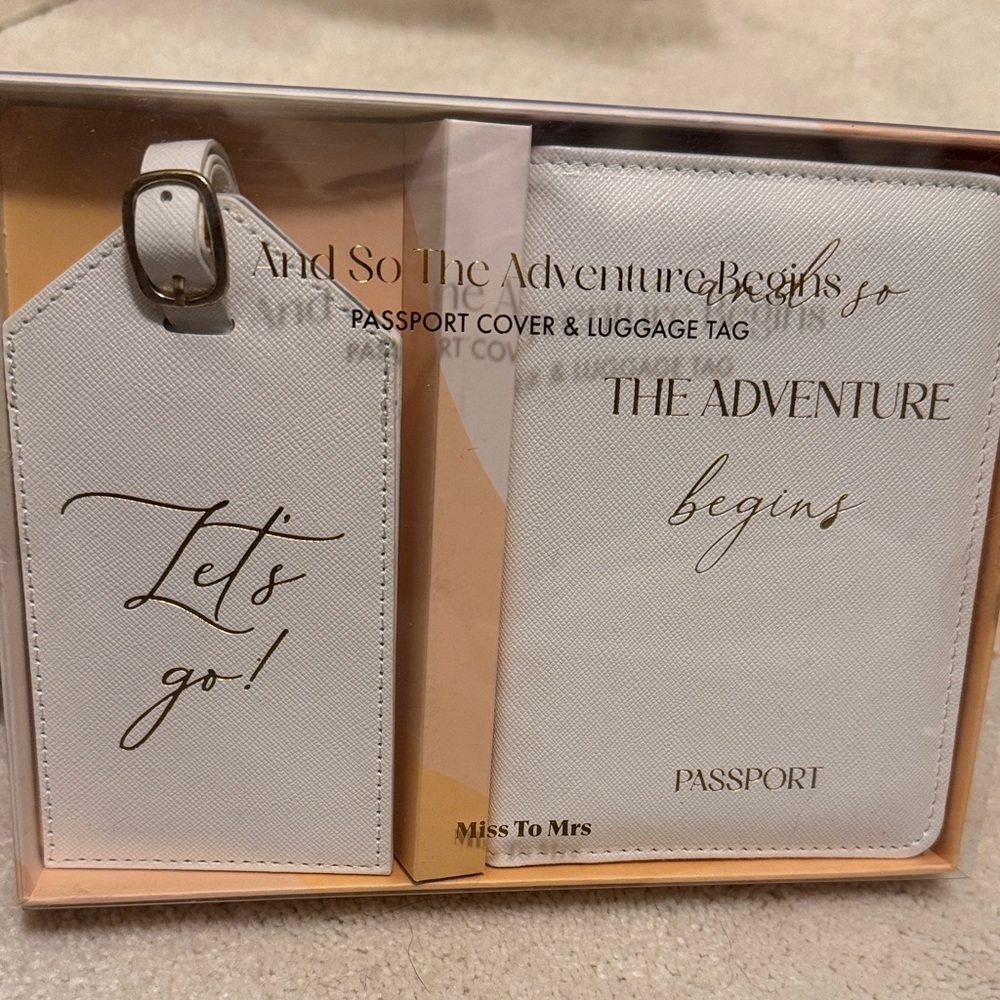 White Passport Cover and Luggage Tag Set